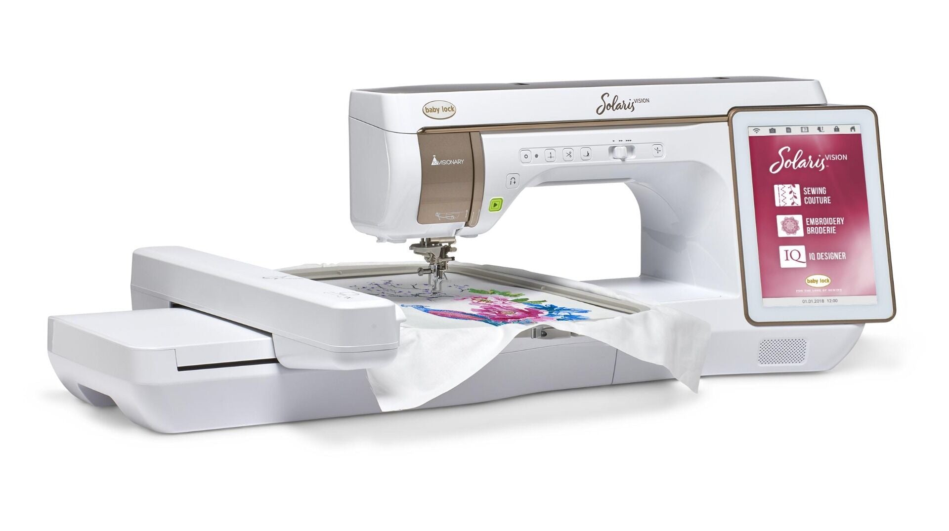 Baby Lock Solaris Vision Sewing, Quilting & Embroidery Machine - with FREE Gifts (BQ3422-BLSA3PO + BLMTXL-BK + BA-LOK60D + ECS11)